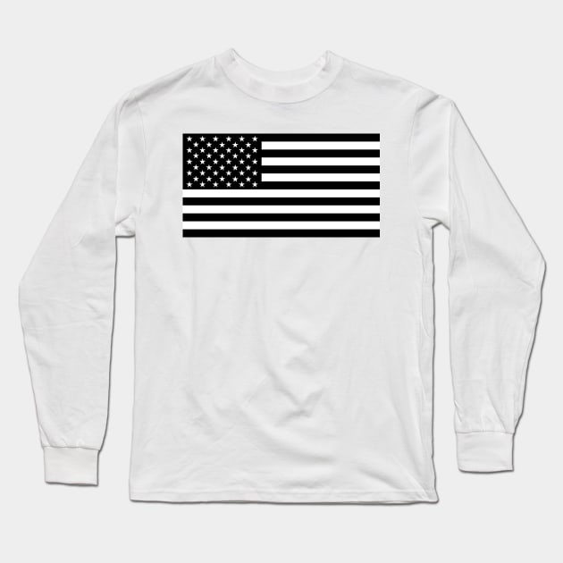 Black and White American Flag T Shirt Long Sleeve T-Shirt by PoizonBrand